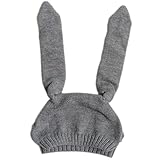 YJYdada Baby Toddler Kids Boy Girl Warm Knitted Caps Crochet Rabbit Ear Beanie Hat Winter (grey)