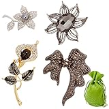 BMC Womens 4pc Colorful Rhinestone Fashion Mixed Metal Brooch Pins - Night Out on the Town
