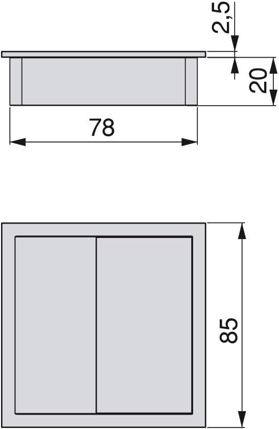 Emuca - Square 85x85mm (3,34x3,34 inch) Grommet for embedding in Desk or worktop Wire Organiser for Furniture White Plastic - Image 3