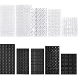 Hestya 404 Pieces Rubber Feet Adhesive Bumper Pad Self Stick Furniture Bumpers Noise-dampening Buffer Pads for Doors Cabinets Drawers, Clear and Black, 10 Different Sizes