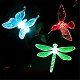 Winchance 3 Pieces of Solar Powered LED Pathway Lights Waterproof for Outdoor Garden Lawn Patio Yard Décor Lighting,Hummingbird, Butterfly and Dragonfly