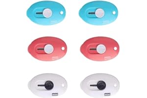 KINMINGZHU Mini Retractable Utility Knife Box Cutter Letter Opener, Alloy Steel Splicing Knife with Key Chain Hole-6pcs
