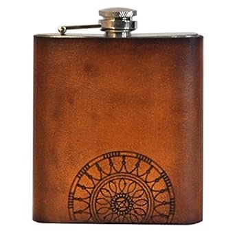 VINAY AND VIJAY 7 Oz Genuine Leather Hip Flasks for Men Best Birthday Gift Items for Men - Brown Color