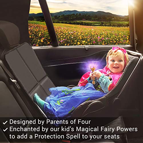 COZY GREENS Car Seat Protector with Thickest Padding - XL Size - Covers Full Carseat - Waterproof Under Child Baby Safety Seat - Durable Mat, Reinforced PVC Leather & 3 Large Pockets for Storage (XL)