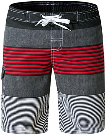 LJCCQ Men's Swim Trunks Quick Dry Stripe Board Shorts with Pockets Swim Shorts Beachwear with Drawstring