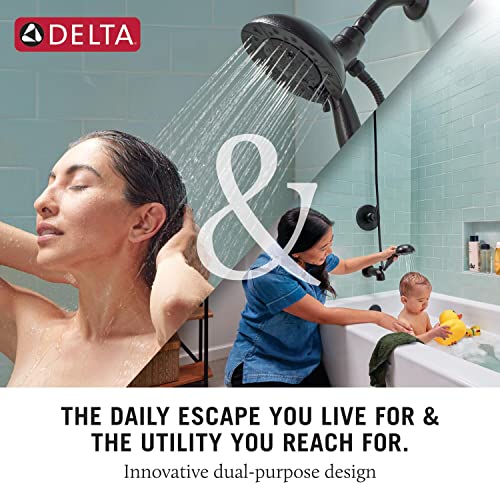 Delta 4-Setting In2ition 2-in-1 Dual Shower Head with HandHeld Spray, Brushed Nickel Detachable Shower Head with Hose, Showerhead, 1.75 GPM Flow Rate, SpotShield Nickel 75486CSN