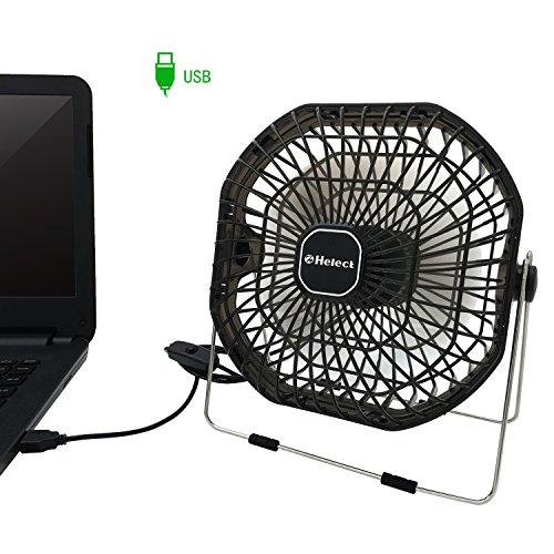 USB Fan, Helect 7-Inch Frame Mini USB Table Desk Personal Fan Quiet Rotatable (Black) - H1055