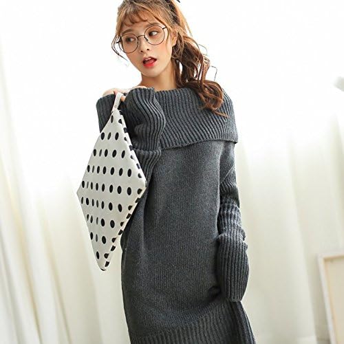 Amazon ケーシティ K City ゆったり オフショルダー ニット 肩だし ニットワンピース ワンピース ニット チュニック ざっくり ニット セーター フリー グレー ワンピース チュニック 通販