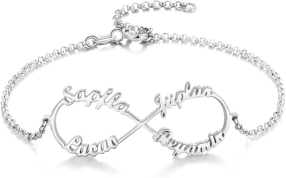 Custom Infinity Name Bracelet Personalized Family Bracelet with 4 Names Engraved