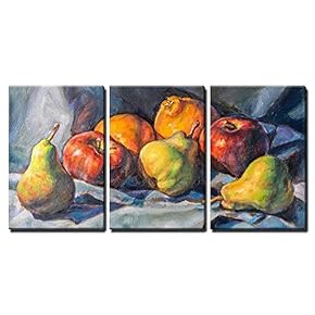 Oil Painting of a Fruit Composition x3 Panels