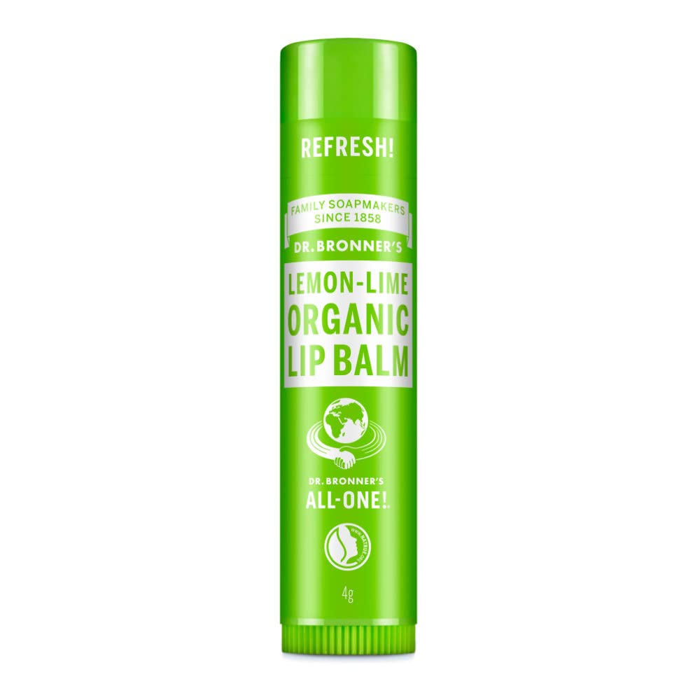 Dr Bronner's Lemon & Lime Lip Balm, Made with No Synthetic Ingredients and Organic Oils, Used for Lips, Dry Hands, Cuticles and Chapped Chins, Certified Fair Trade, 4g Bar — image 1