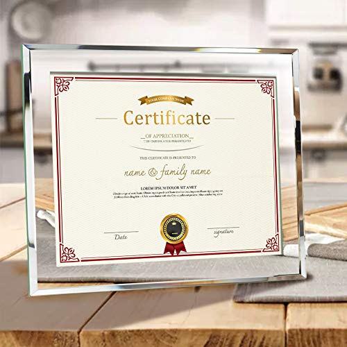 image for Dreamsyard Picture Frames 8.5x11 Mirrored Edge Glass 2pcs Document Cer