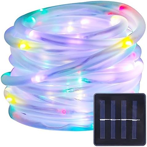 cuzile Solar Rope String Lights 50 LED RGB Tube Lighting Waterproof Portable Christmas Tree Thanksgiving Wedding Party Garden Lawn Patio Outdoor Decoration