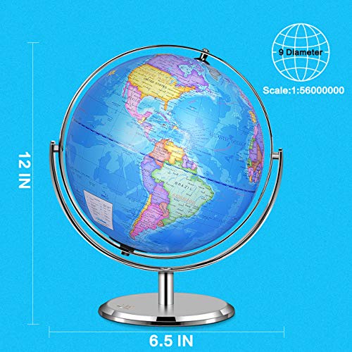 Illuminated Constellation World Globe - 2 in 1 Interactive World Globe with Stand, Built-in LED Light, USB Night View Stars & Constellation Globe for Home Office Décor, Ideal Educational Learning Toy - Thumbnail 5