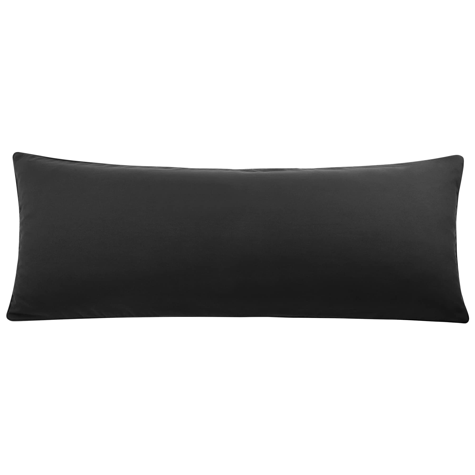 PiccoCasa Brushed Body Pillowcases with Roll Rim, Soft Breathable Delicate Piping Pillow Covers with Zipper Closure Black 50x120cm (4ft.)