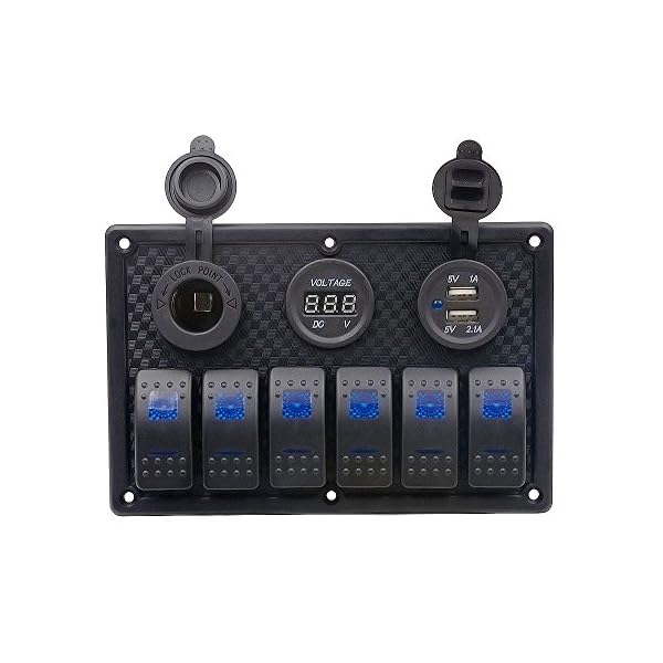 DCFlat-5-Pin-6-Gang-Car-Marine-Boat-Circuit-RV-LED-Rocker-Switch-Panel-Breaker-Voltmeter-USB-style3