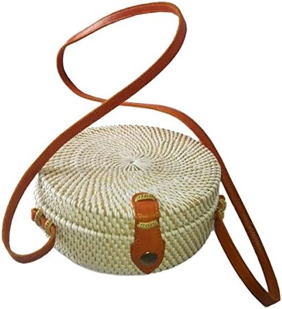 6" Handwoven Wicker Round Rattan Bag