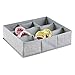 mDesign Soft Fabric 9 Section Dresser Drawer and Closet Storage Organizer for Child/Kids Room, Nursery, Playroom - Divided Large Organizer Bin - Textured Print with Solid Trim - Gray