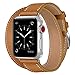 Compatible with Apple Watch Band 38 40mm, Marge Plus Genuine Leather Double Tour Watch Strap Replacement Band Compatible with Apple Watch Series 4 /3 / 2/ 1 Sport and Edition, Brown