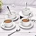 Porcelain Espresso Cups and Saucers, 2.5 Ounce Stackable Ceramic Espresso Mugs, Demitasse Cups Set with Mini Teaspoons Designed for Espresso Lovers Daily Use, 12 Pcs