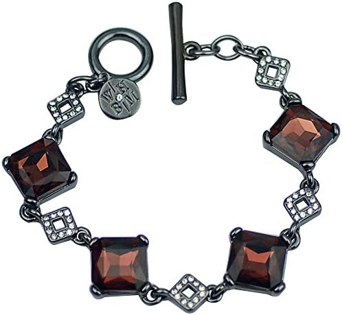 7.5" White House Black Market Jewelry Black tone Bracelet Cut Crystals Clasp Bangle