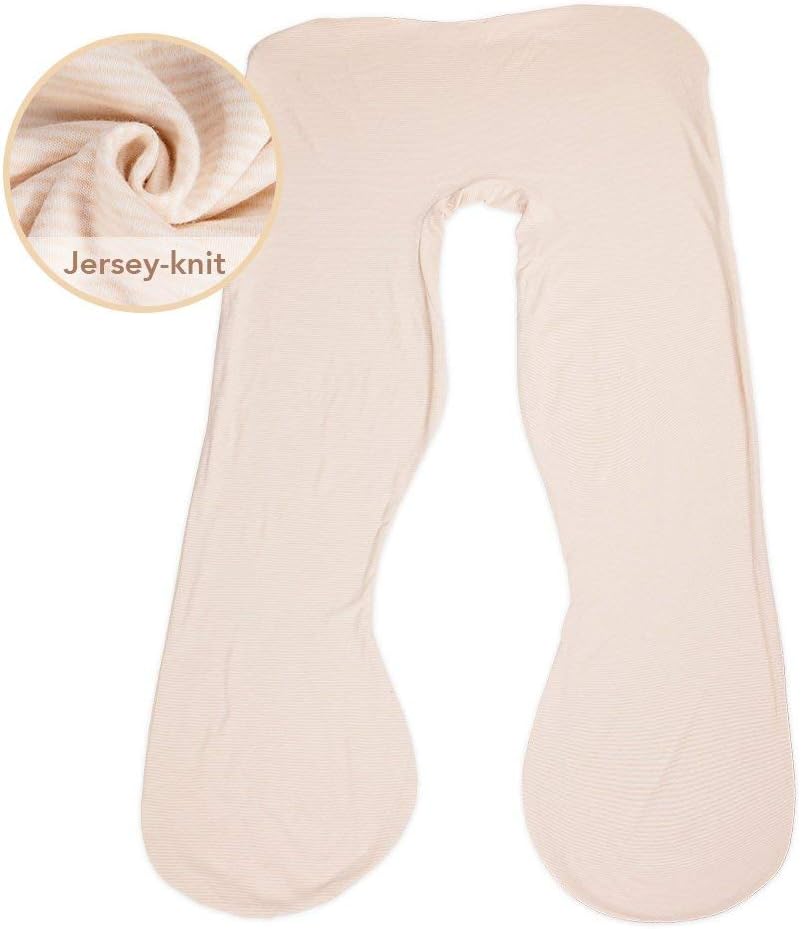 NiDream Bedding Pregnancy Pillow Cover Case - Jersey Replacement Cover for Premium Pregnancy Pillow - T-Shirt Sheet Body Pillow Pillowcase - Fit 55" L x 31" W Pillow (Creamy Stripe)