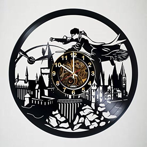 Wall Clock Compatible with Harry Potter in Hogwarts - Vinyl Record Wall Clock Stuff - Decal - Kids Room Wall Decor Gift for Boys and Girls, Teens, – Art Design of Magic Wizards World