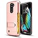 LG K10 Case, LG Premier LTE Case with HD Protector,AnoKe[Credit Card Slots Holder][Wallet]Kickstand Hard Plastic PC TPU Soft Hybrid Shockproof Heavy Duty Protective Cover Case For LG K10 KC1 Rose Gold
