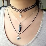 Zhenhui Multi Layers Tattoo Choker Necklace 3pcs Set Vintage Stretch Quarz Necklace Elastic Henna Gothic Punk Elastic Women Jewelry Set