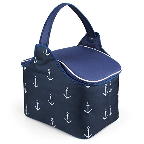 YONOVO 20L Folding Picnic Basket Large Insulated Bag Waterproof for Gathering Travel Camping BBQ (Blue-Anchor Motif)