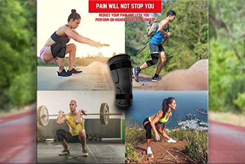 Knee Brace Compression Sleeve with 2 Support Straps for Meniscus Tear, Arthritis, ACL, Running Recovery for Men & Women (Black, Medium)