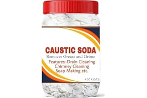 SS KA Caustic Soda for Soap Making, Drain Cleaning, Formula to Clear - 450 Grams