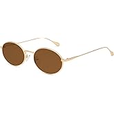 VANLINKER Retro Oval Polarized Sunglasses for Women Men Vintage 90s Metal Gold Frame Shades VL9872