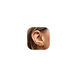 5 Pairs 14K Gold Plated Stud Earrings for