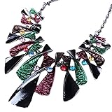 Qiyun (TM) Colorful Enamel Bow Rhinestone Bib Graduated Lavaliere Chain Necklace