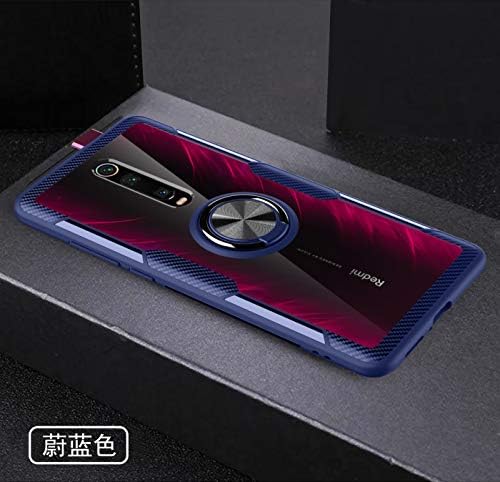 yuehuanyi Slim 360 Degree Rotating Metal Ring Holder Magnetic Kickstand Clear Protective Cover Case for Xiaomi Redmi K20 / K20 Pro/Mi 9T / Mi 9T Pro - Blue