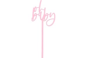 The Cotton & Canvas Co. Oh Baby Drink Stirrer, Party Cocktail Sticks, Swizzle Stick, Baby Sprinkle, Gender Reveal, Baby Shower, It's a Girl, It's a Boy, Set of 12 - Bubblegum Pink