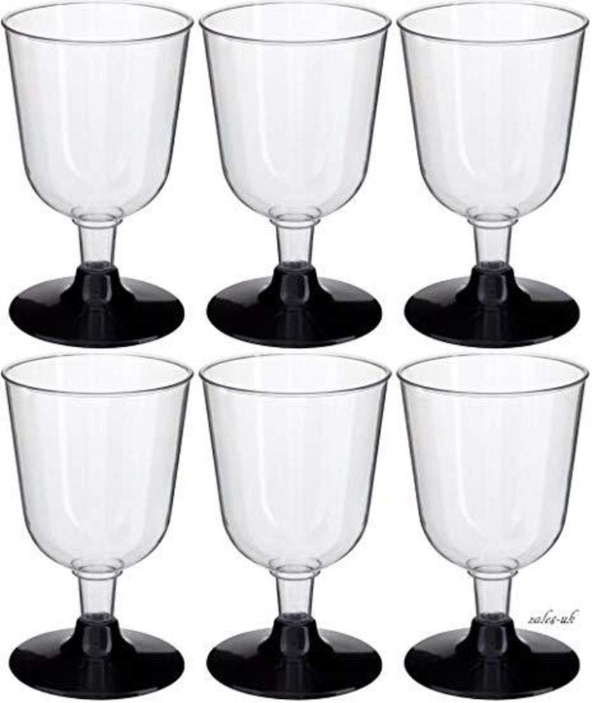 GSL 20 x Plastic Wine Glasses with Black Bases 155ml