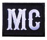 White on Black MC Motorcycle Club Outlaw Embroidered Military Biker [2.5 Inches] Patch