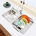Sink Dish Drying Rack with Silverware Drying Storage Holder, in Sink or on Countertop Dish Drainer, Adjustable Bar Drying Basket, Rust resistant Stainless Steel