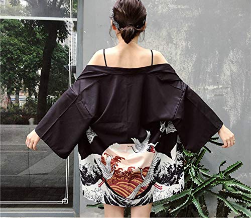 Kimonos Woman Japanese Kimono Cardigan Cosplay Shirt Blouse for Women Beach Kimono Q721,1,One Size