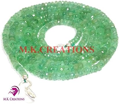 Natural emerald 2-5mm rondelle faceted beads 28" long beaded necklace, emerald beaded necklace jewelry, exclusively by m.k.creations, emerald gemstone beads