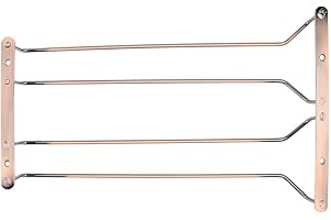 FOMIYES Upside down Hanging Stemware Holder Copper Wine Glass Rack 2-tier Stainless Steel Household Cup