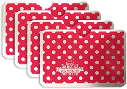 4 x Red Polkadot RFID NFC Blocking Card Clash Anti Scan Protectors for your Credit Cards