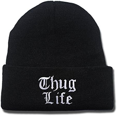 Thug Life Logo Beanie Fashion Unisex Embroidery Beanies Skullies Knitted Hats Skull Caps