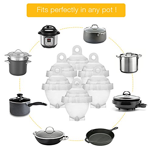 WEBSUN Hard Boiled Eggs Cooker with Egg Separator AS SEEN ON TV, BPA Free Egg Cooker Hard & Soft Maker (White 7 PCS)