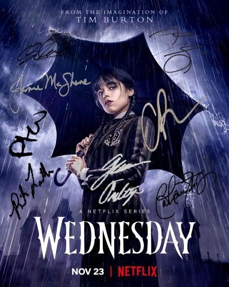 Photographs - Wednesday Addams (Netflix) - Jenna Ortega, Reproduction (RP), Preprint, Preprinted (PP) Signed Autograph Autographed 8x10-inch Photo Photograph Print