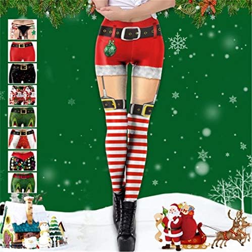 REGOU Christmas Leggings Funny Digital Printed Xmas Tights for Women