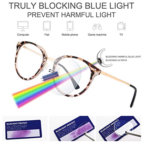 Blue Light Blocking Glasses for Women MenFEIDU Round Computer Reading