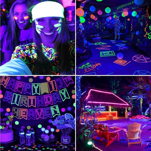 CREATESTAR LED Black Light 300 W 2 Pieces, IP66 Waterproof Spotlight with 1.5 m Plug, Lamp for Party Glow Aquarium Bar Fluorescent Poster Halloween Disco